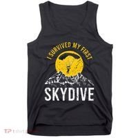 I Survived My First Sky Diving Funny Parachuting Skydiver Tank Top thumb 0