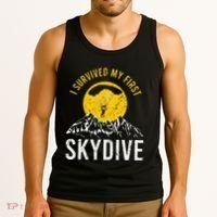 I Survived My First Sky Diving Funny Parachuting Skydiver Tank Top thumb 3