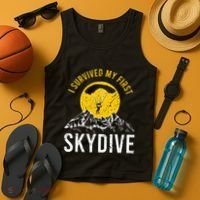 I Survived My First Sky Diving Funny Parachuting Skydiver Tank Top thumb 4