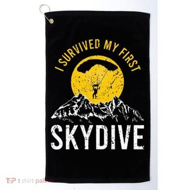 I Survived My First Sky Diving Funny Parachuting Skydiver Golf Towel