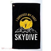I Survived My First Sky Diving Funny Parachuting Skydiver Golf Towel thumb 0