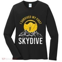 I Survived My First Sky Diving Funny Parachuting Skydiver Women's Long Sleeve Shirt thumb 0
