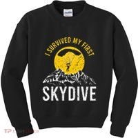 I Survived My First Sky Diving Funny Parachuting Skydiver Kids Sweatshirt thumb 0
