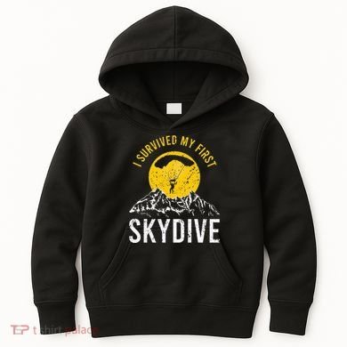 I Survived My First Sky Diving Funny Parachuting Skydiver Kids Hoodie