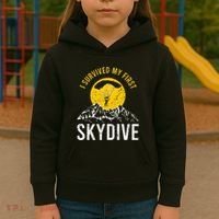 I Survived My First Sky Diving Funny Parachuting Skydiver Kids Hoodie thumb 3