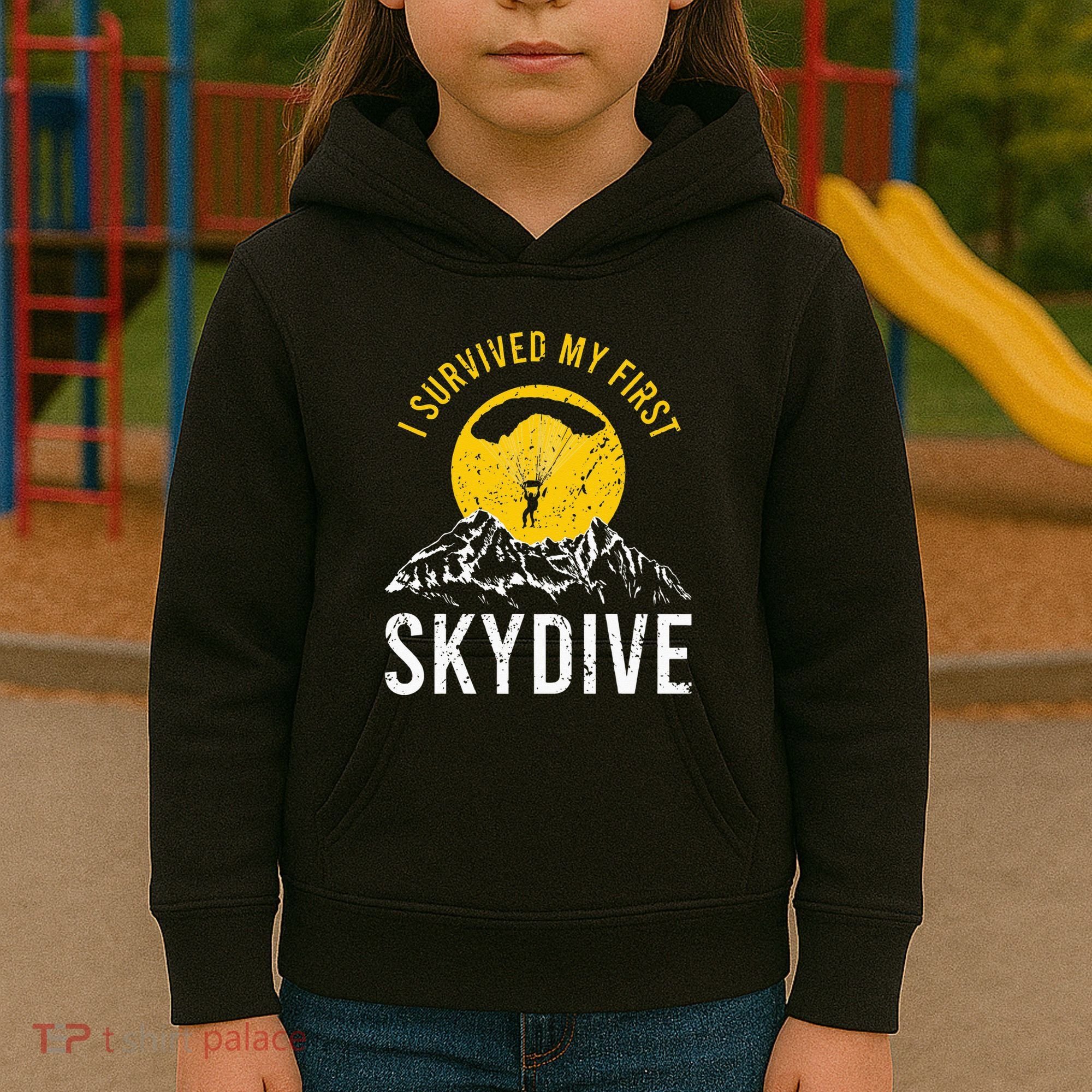 I Survived My First Sky Diving Funny Parachuting Skydiver Kids Hoodie