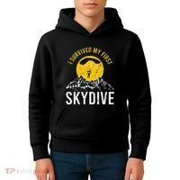I Survived My First Sky Diving Funny Parachuting Skydiver Kids Hoodie thumb 4