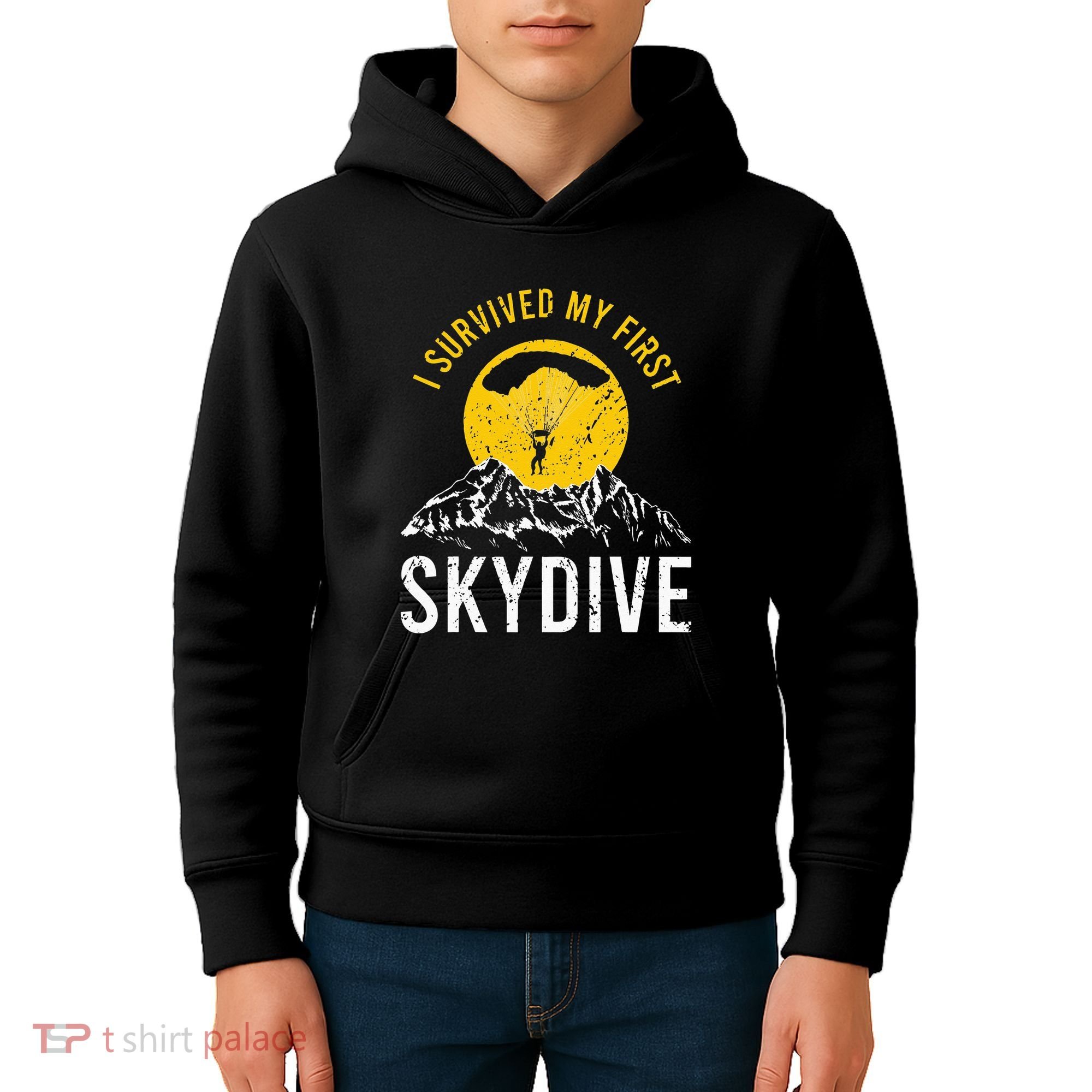 I Survived My First Sky Diving Funny Parachuting Skydiver Kids Hoodie