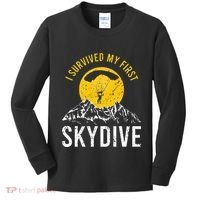 I Survived My First Sky Diving Funny Parachuting Skydiver Kids Long Sleeve Shirt thumb 0