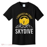 I Survived My First Sky Diving Funny Parachuting Skydiver Kids T-Shirt thumb 0