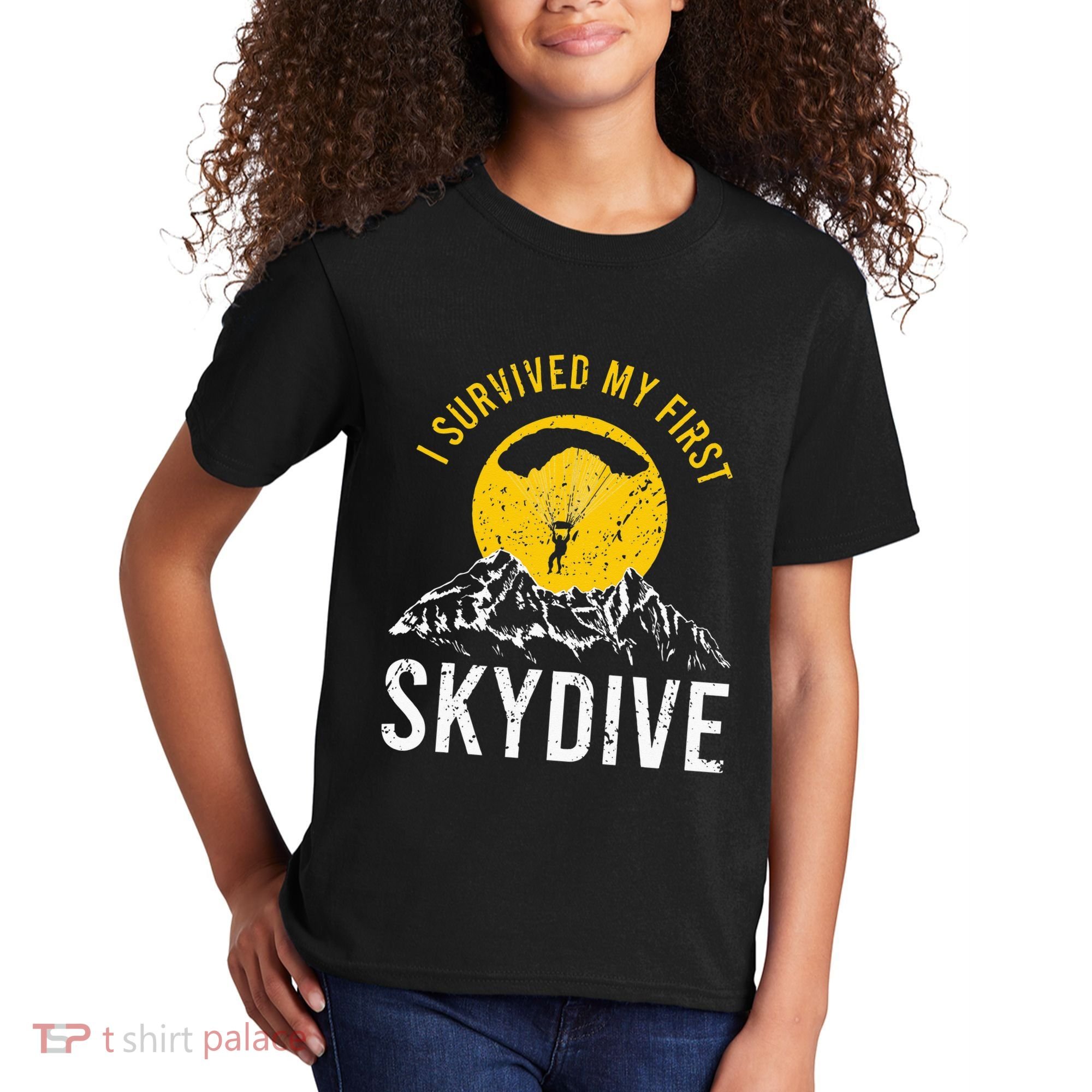 I Survived My First Sky Diving Funny Parachuting Skydiver Kids T-Shirt