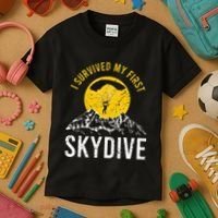 I Survived My First Sky Diving Funny Parachuting Skydiver Kids T-Shirt thumb 3