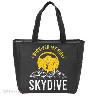 I Survived My First Sky Diving Funny Parachuting Skydiver Tote Bag