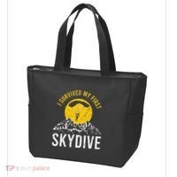 I Survived My First Sky Diving Funny Parachuting Skydiver Tote Bag thumb 3