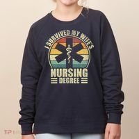 I Survived My WifeS Nursing Degree. Nursing Graduation Women's Sweatshirt thumb 0