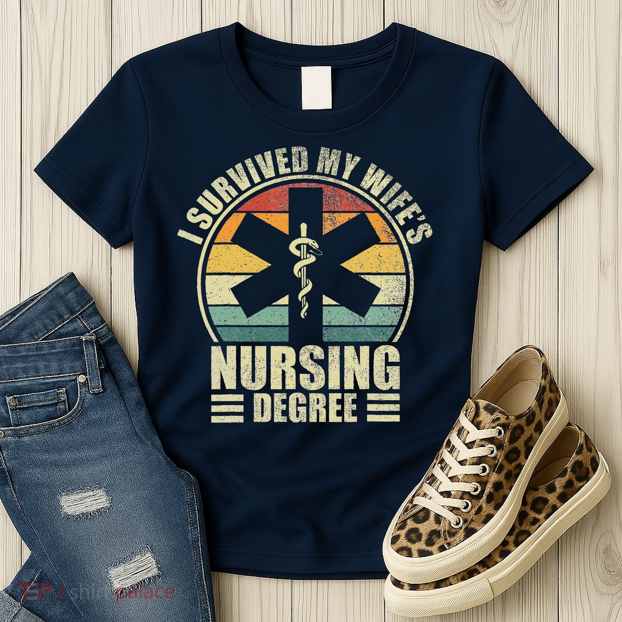 I Survived My WifeS Nursing Degree. Nursing Graduation Women's T-Shirt