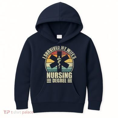 I Survived My WifeS Nursing Degree. Nursing Graduation Kids Hoodie