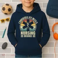 I Survived My WifeS Nursing Degree. Nursing Graduation Kids Hoodie thumb 2