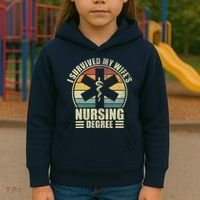 I Survived My WifeS Nursing Degree. Nursing Graduation Kids Hoodie thumb 3