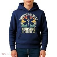 I Survived My WifeS Nursing Degree. Nursing Graduation Kids Hoodie thumb 4