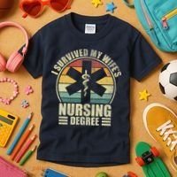 I Survived My WifeS Nursing Degree. Nursing Graduation Kids T-Shirt thumb 3