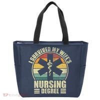 I Survived My WifeS Nursing Degree. Nursing Graduation Tote Bag thumb 0
