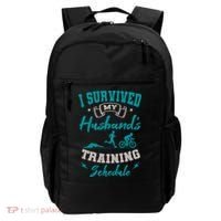 I Survived My HusbandS Training Schedule Triathlon Backpack thumb 0