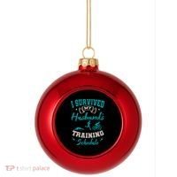I Survived My HusbandS Training Schedule Triathlon Plastic Christmas Ball Ornament thumb 0