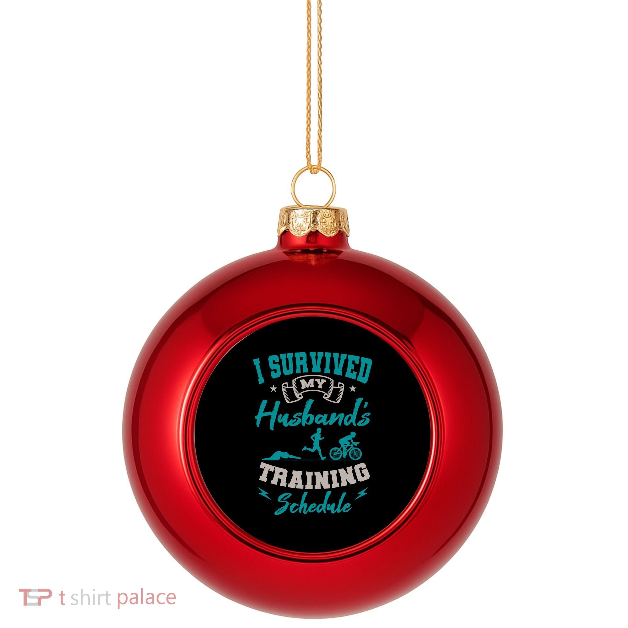 I Survived My HusbandS Training Schedule Triathlon Plastic Christmas Ball Ornament