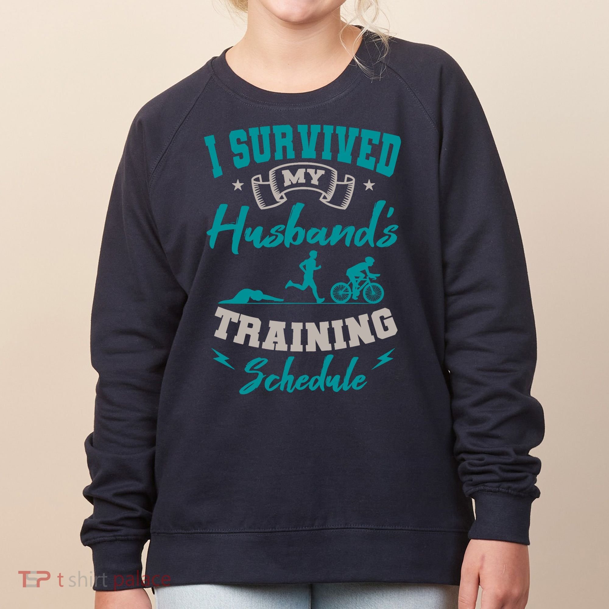I Survived My HusbandS Training Schedule Triathlon Women's Sweatshirt