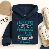 I Survived My HusbandS Training Schedule Triathlon Hoodie thumb 4