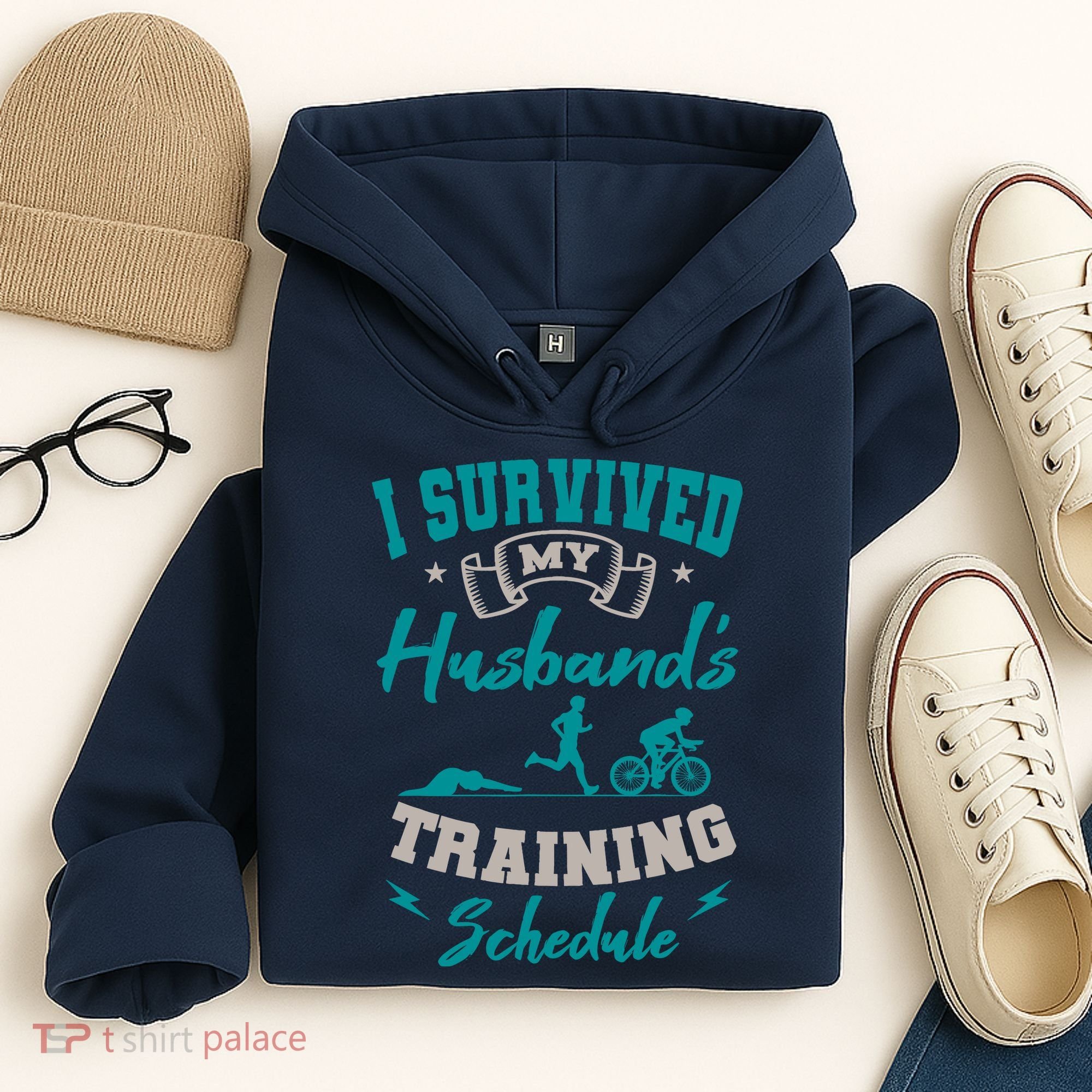 I Survived My HusbandS Training Schedule Triathlon Hoodie
