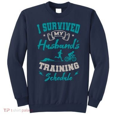 I Survived My HusbandS Training Schedule Triathlon Sweatshirt