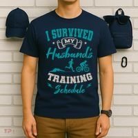 I Survived My HusbandS Training Schedule Triathlon T-Shirt thumb 6