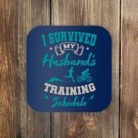 I Survived My HusbandS Training Schedule Triathlon Coaster thumb 0