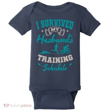 I Survived My HusbandS Training Schedule Triathlon Baby Bodysuit