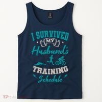 I Survived My HusbandS Training Schedule Triathlon Tank Top thumb 2