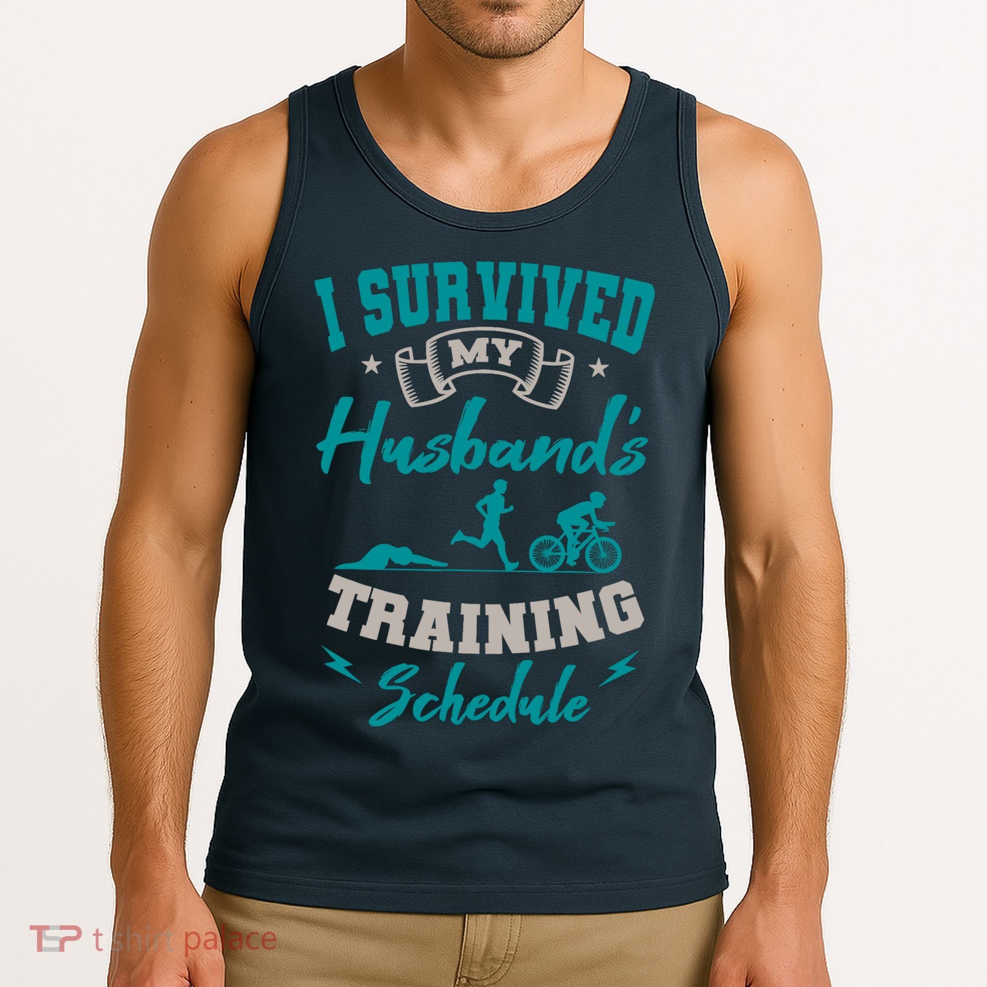 I Survived My HusbandS Training Schedule Triathlon Tank Top