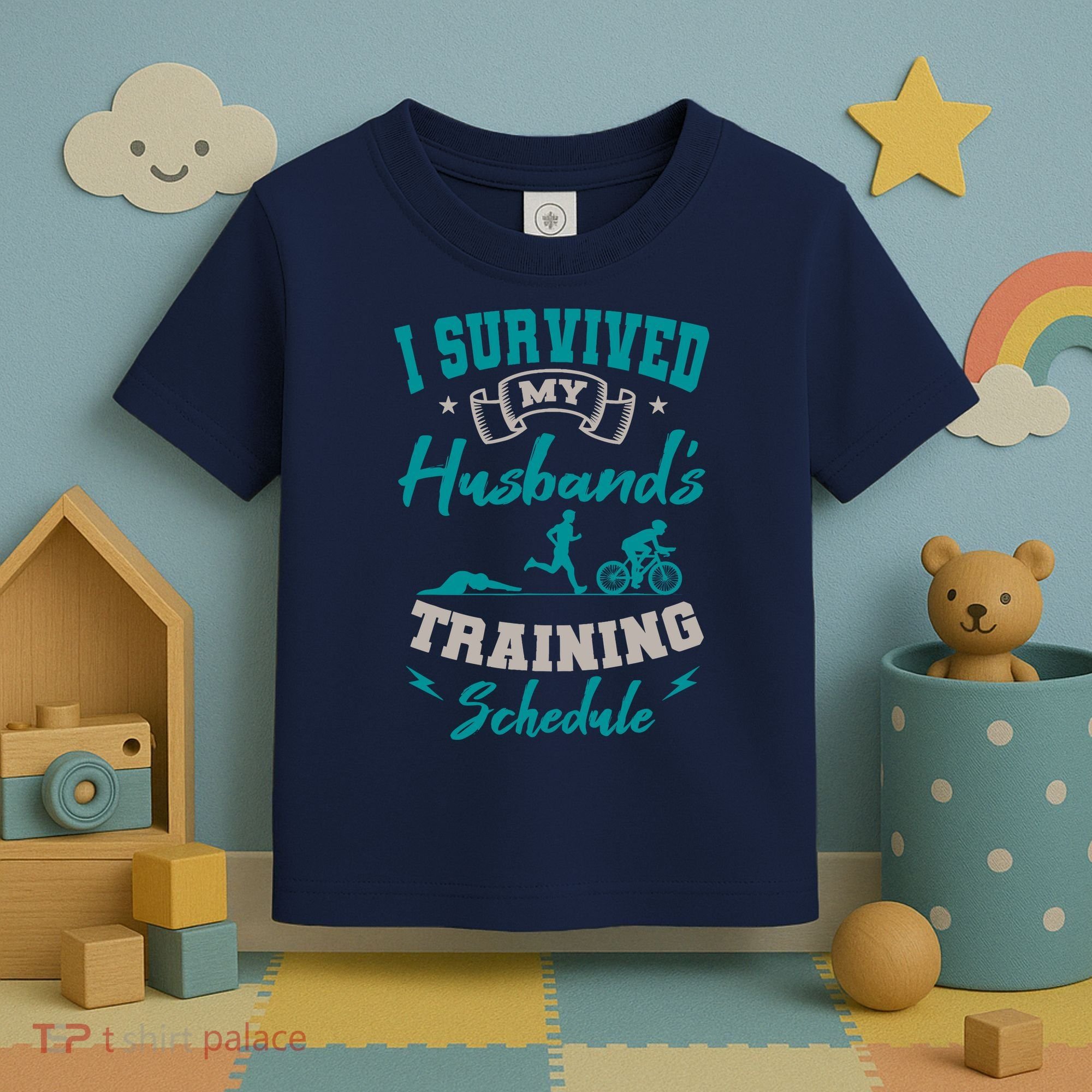 I Survived My HusbandS Training Schedule Triathlon Toddler T-Shirt