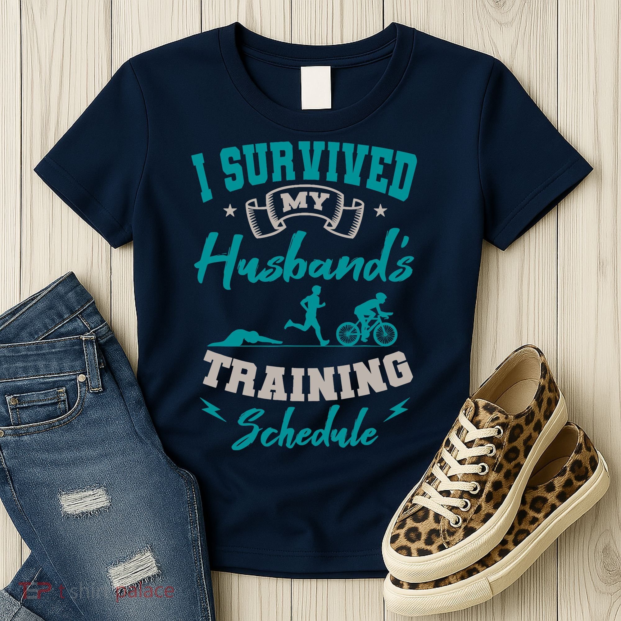 I Survived My HusbandS Training Schedule Triathlon Women's T-Shirt
