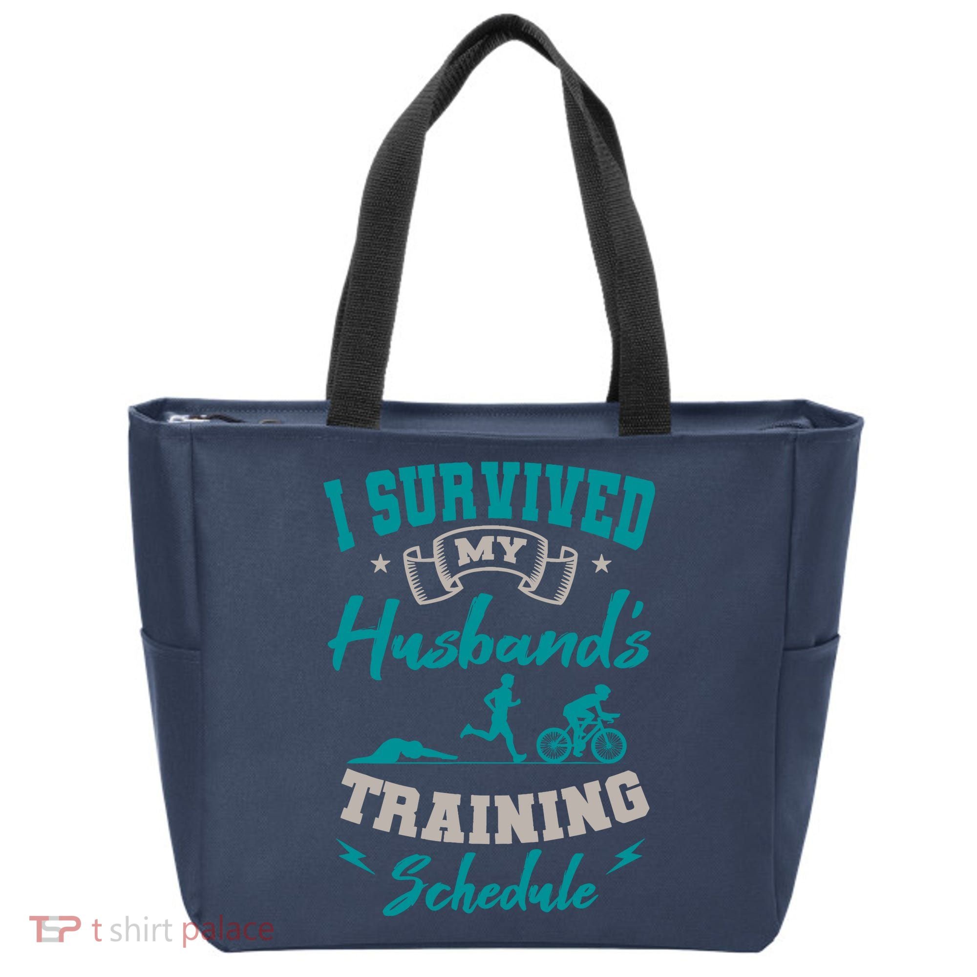 I Survived My HusbandS Training Schedule Triathlon Tote Bag