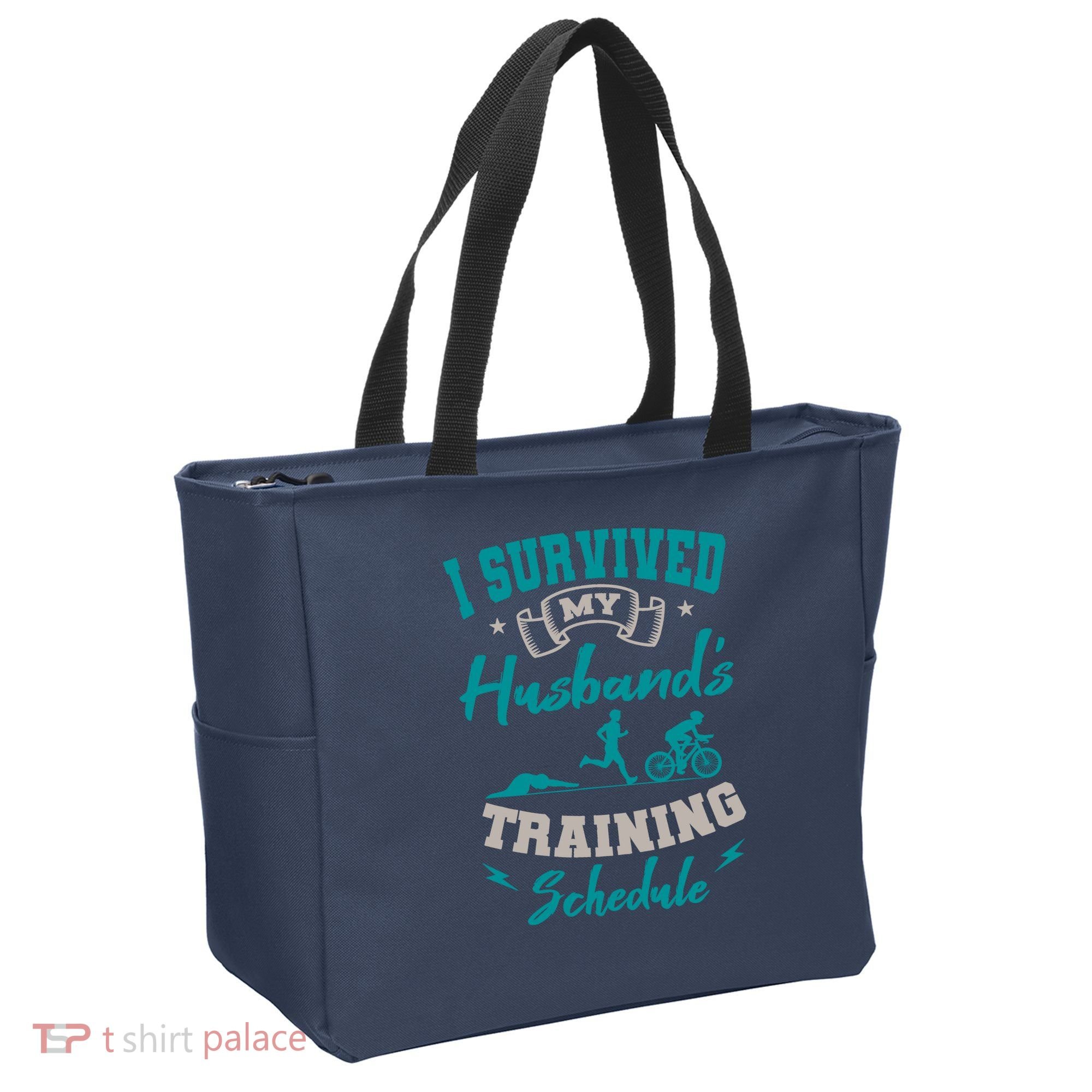 I Survived My HusbandS Training Schedule Triathlon Tote Bag