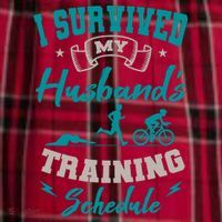 I Survived My HusbandS Training Schedule Triathlon Women's Flannel Plaid Pajama Pants thumb 2