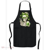 Irish Skeleton Messy Bun St Patrick's Day Apron thumb 0