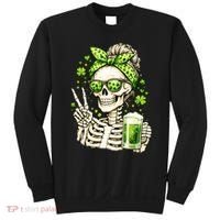 Irish Skeleton Messy Bun St Patrick's Day Sweatshirt thumb 0