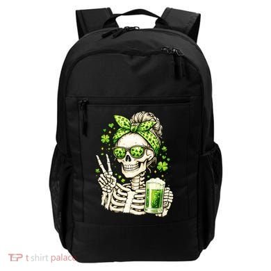 Irish Skeleton Messy Bun St Patrick's Day Backpack