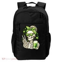 Irish Skeleton Messy Bun St Patrick's Day Backpack thumb 0