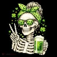 Irish Skeleton Messy Bun St Patrick's Day Coffee Mug thumb 5
