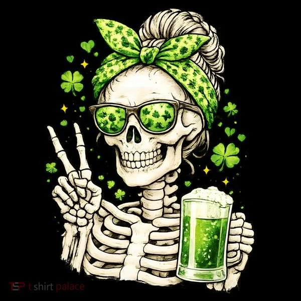 Irish Skeleton Messy Bun St Patrick's Day Coffee Mug
