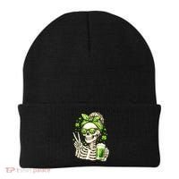 Irish Skeleton Messy Bun St Patrick's Day Beanie thumb 0